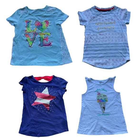 Carter's Jumping Beans Girls 4 Pieces Bundle Pullover T-Shirt and Tank Top 6/6X - Picture 1 of 13